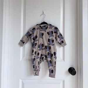 🐘Mini Rodini Mosquito Grey Elephant Zip Hoodie Romper